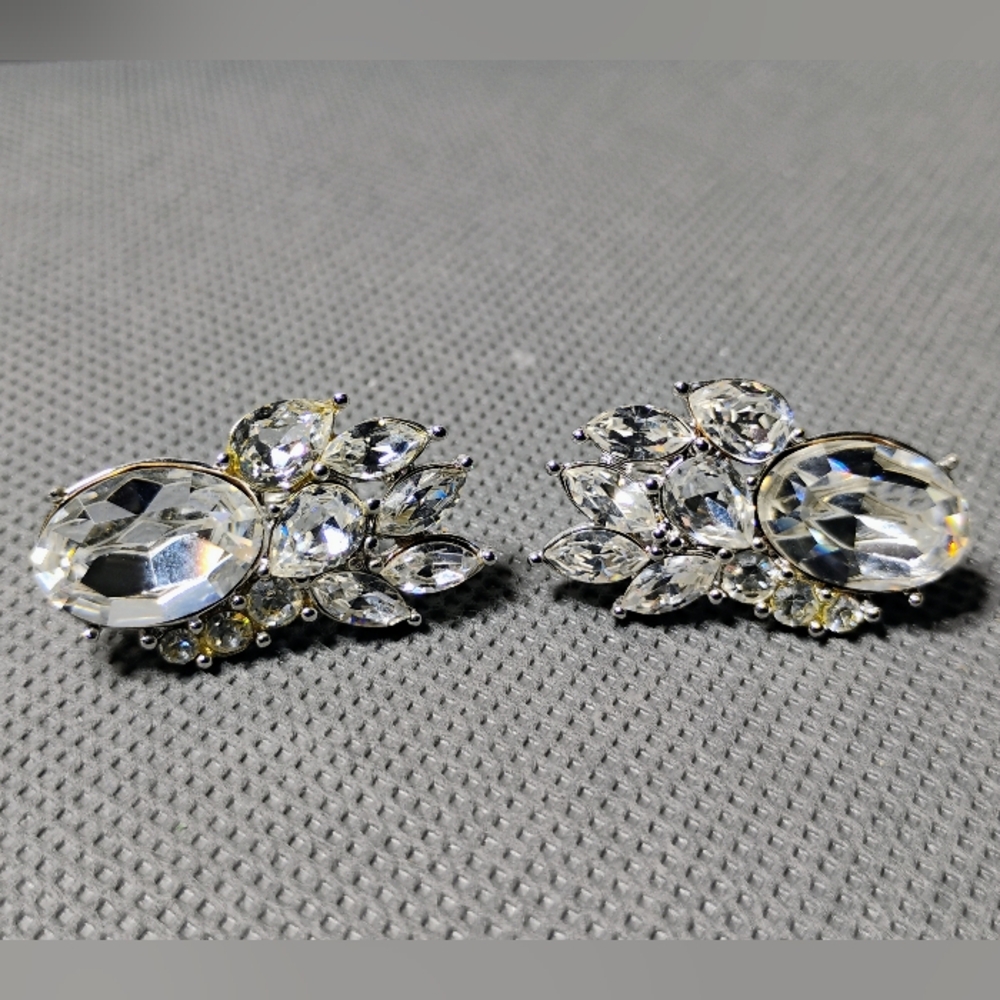 Monet Silver Tone Clip On Earrings